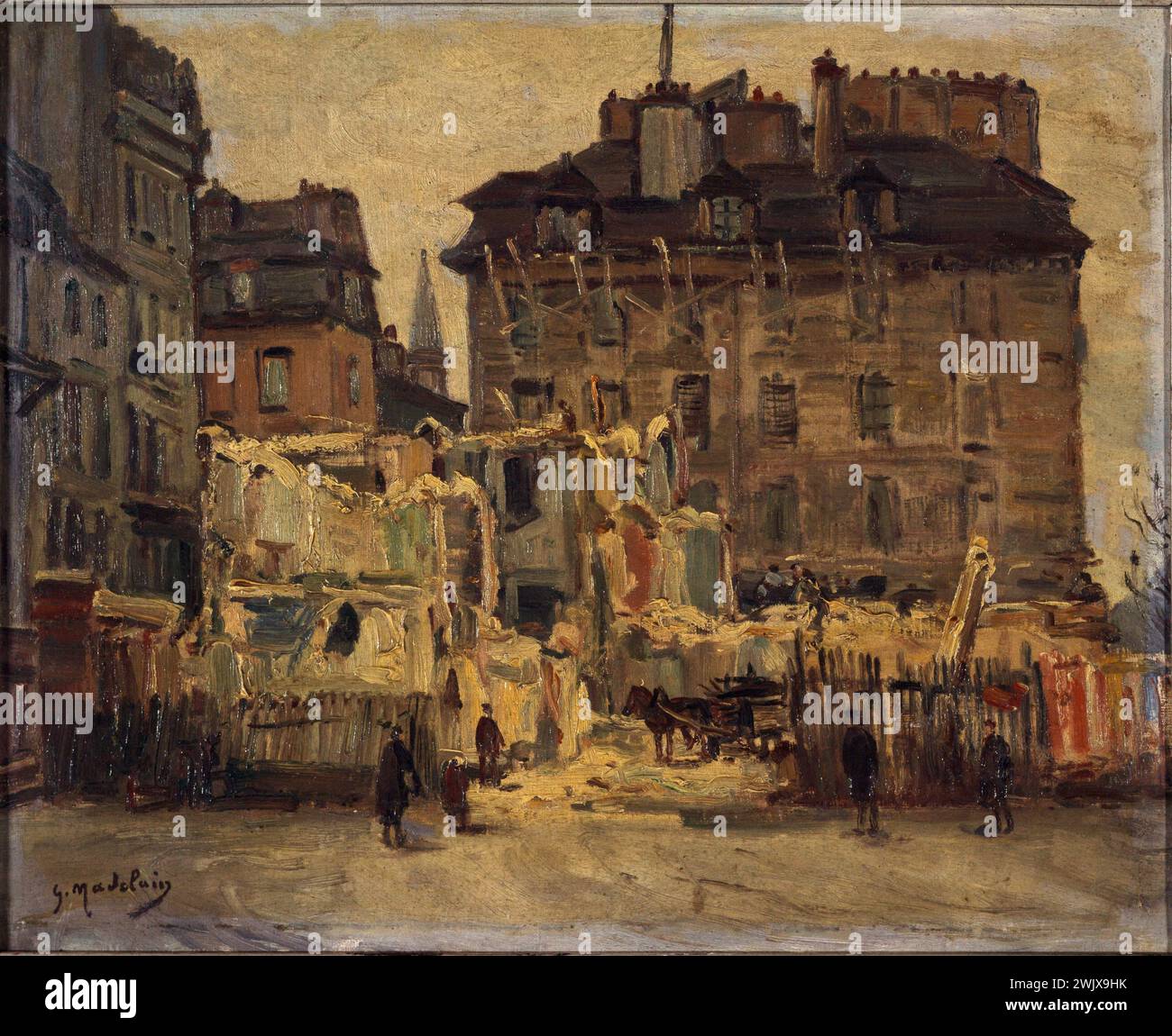 Gustave Madelain (1867-1944). Demolizione di rue de l'Hotel-de-Ville, angolo rue des Nonnains-d'Hyères (1933). Olio su tela. 1933 Parigi, museo Carnavalet. 76093-27 Foto Stock