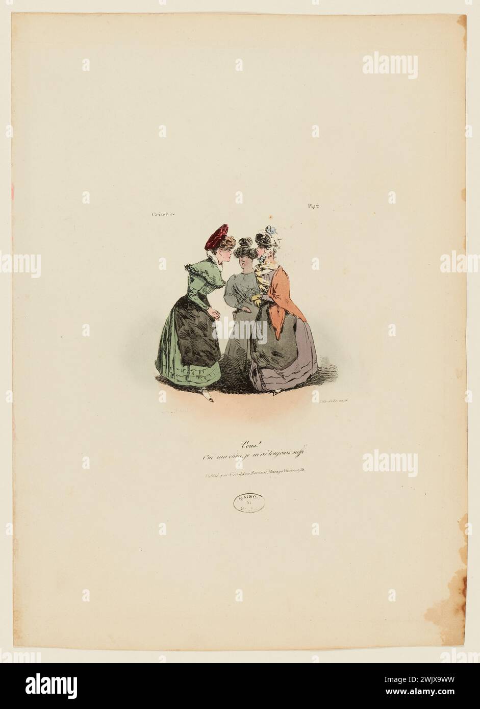 Monnier, Henry Bonaventure (N.1799-06-07-D.1877-01-03), voi! Sì, mia cara, sono sempre stato abbastanza (titolo registrato (lettera)), 1827. litografia colorata su carta tessuta. Casa di Balzac. Foto Stock