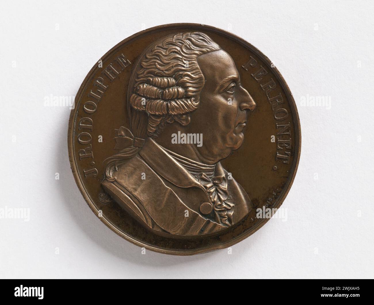 Jules Charles Dubois. Jean-Rodolphe Perronet (1708-1794), fondatore e primo direttore della Scuola Nazionale di Ponts et Chaussées. Rame, 1821. Parigi, museo Carnavalet. Rame, direttore, scuola nazionale di ponti e scarpe, fondatore, francese, ingenier, medaglia, numismatica, profilo, ritratto, 19° XIX° 19° 19° 19° 19° 19° 19° Foto Stock