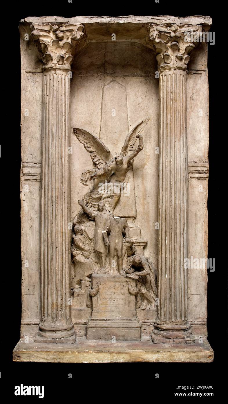 Aimé-Jules Dalou (1838-1902). "Monumento ai relatori e pubblicisti del catering". Cerotto patinato, tra il 1896 e il 1898. Museo delle Belle Arti della città di Parigi, Petit Palais. Ala, tenda, colonna, monumento, oratore, pattero patina, pubblicista, catering, retorico Foto Stock