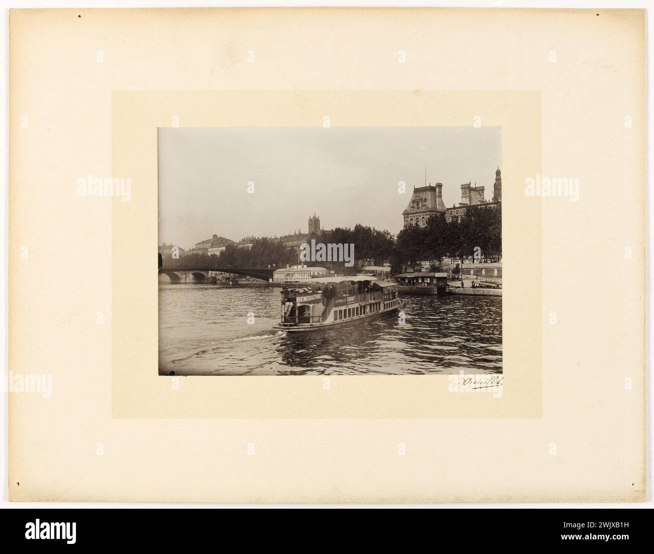 Hôtel de Ville e Pont d'Arcole, Quai Bourbon, 4° arrondissement, Parigi". Fotografia di A. Drouillet. Disegno al Gelatino-Bromure d'Argent. 27 settembre 1903. Parigi, Museo Carnavalet. 123091-19 Foto Stock