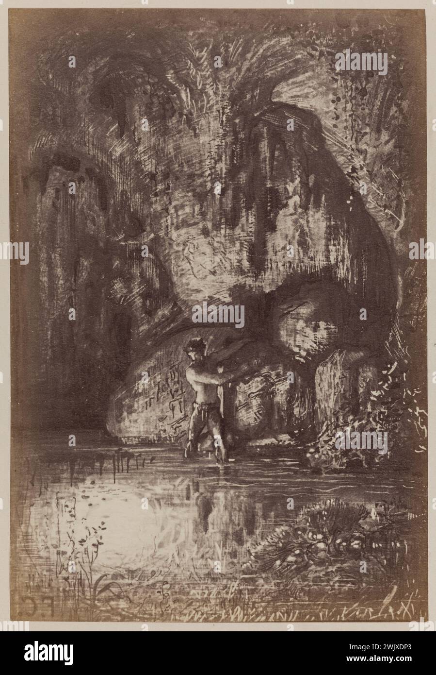 Figura di Francesco Nicolas (1825-1901). "Questo è stato un posto sorprendente". Carta all'albumina. 1868 Parigi, casa di Victor Hugo. Foto Stock