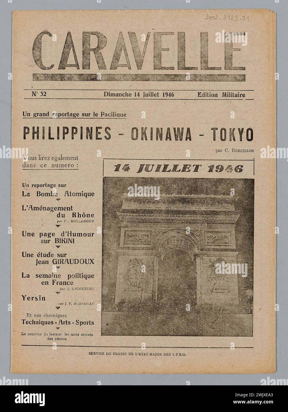 Servizio stampa propaganda del TFEO EM (n.-d.), Caravelle n° 32 (username), 1946-07-14. Carta stampata, inchiostro. Museo della Liberazione di Parigi - Museo generale Leclerc - Museo Jean Moulin. Foto Stock