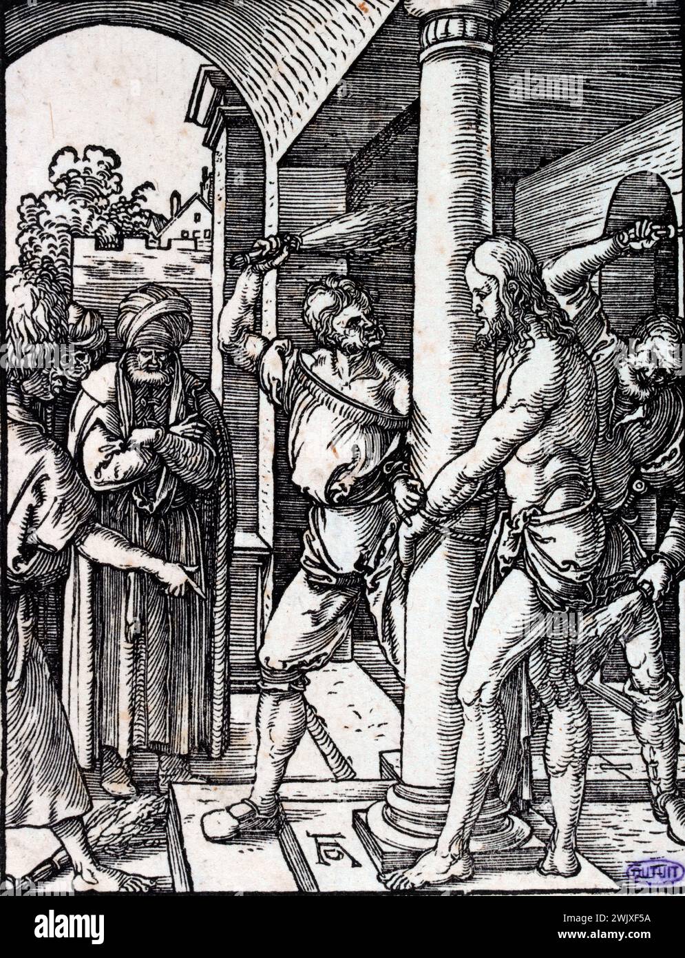 Albrecht DURER (1471-1528). "La fustigazione di Cristo", (B 33). Incisione, XVI secolo. Museo delle Belle Arti della città di Parigi, Petit Palais. 55520-1 cattolici, Chretiani, Flagellation, Flageller, Ligotation, Liee, Martire, nuovo Testamento, carattere biblico, pilastro, scena evangelica, incisione incisione Foto Stock