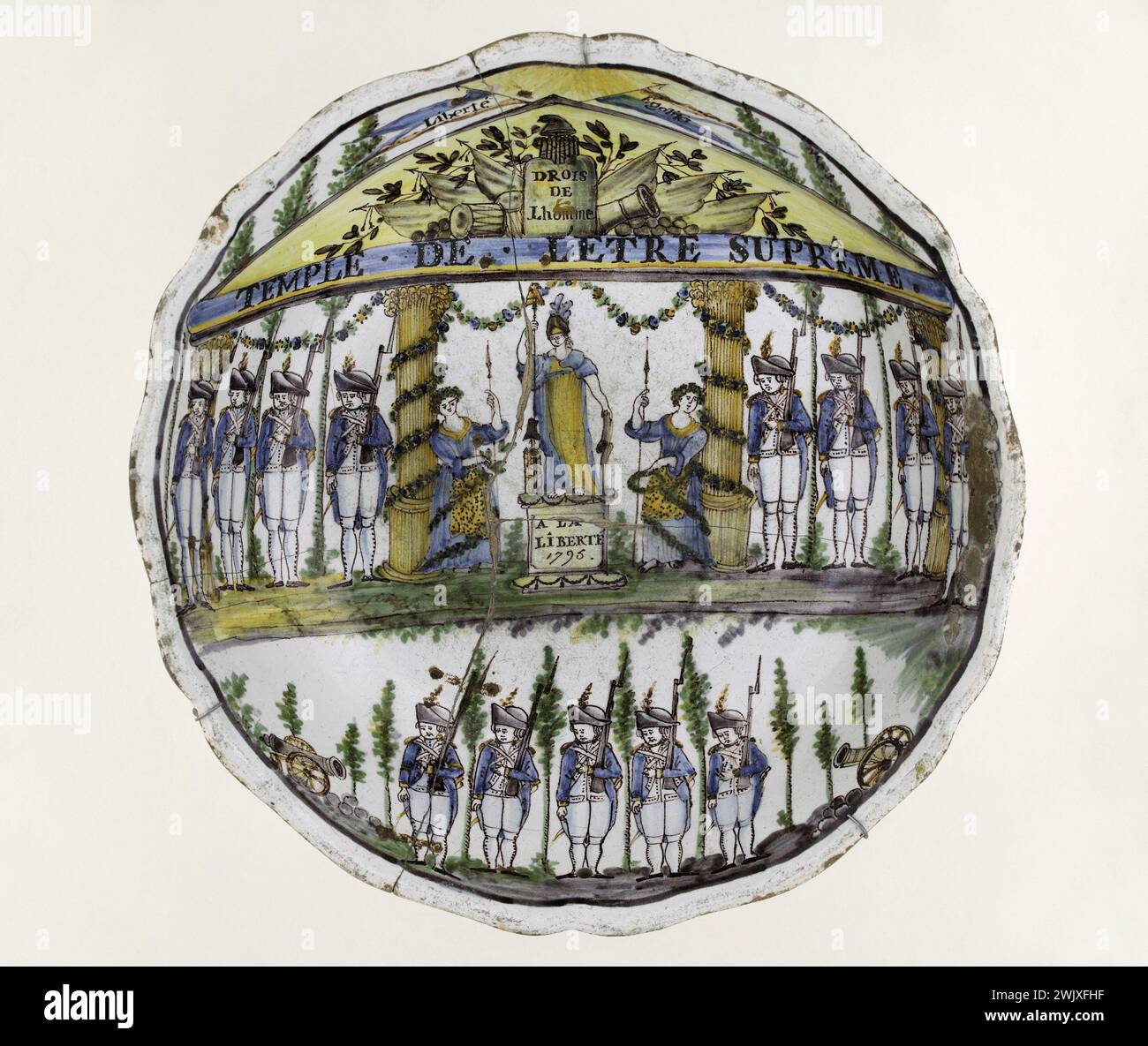 Anonimo. Ciotola per insalate al tempio dell'essere supremo. Terracotta. 1795 Parigi, museo Carnavalet. 72429-58 BE supreme, terracotta, periodo rivoluzionario, rivoluzione francese, ciotola, tempio Foto Stock