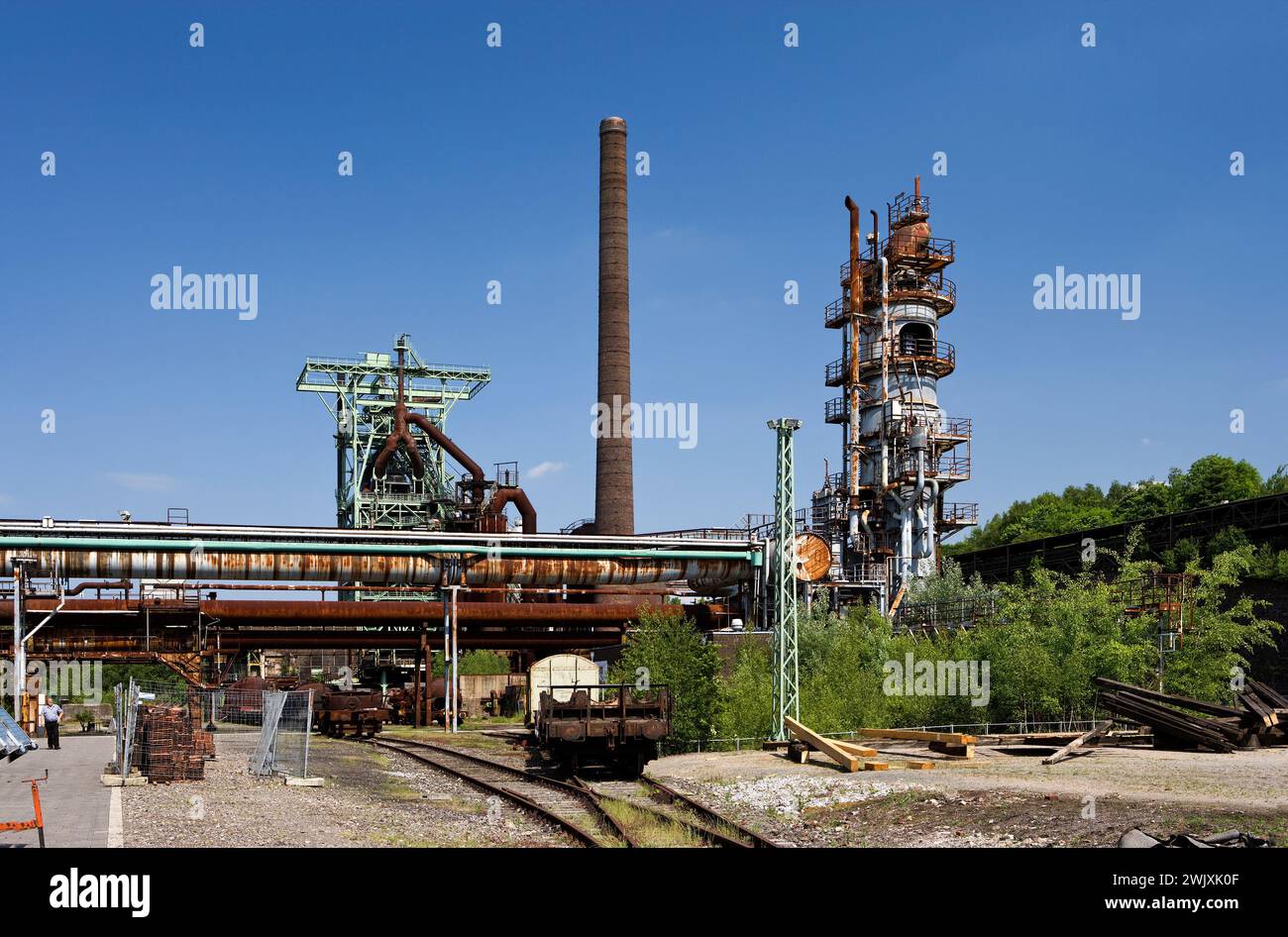Ex acciaierie Henrichshütte, Hattingen, distretto della Ruhr, Renania settentrionale-Vestfalia, Germania, Europa Foto Stock