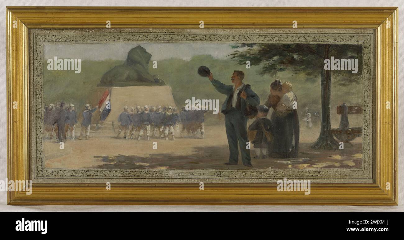 Roussel-Géo. Schizzo per la sala matrimoni del XIV municipio: Pranzo - recensione di fronte al leone Belfort. Inchiostro e olio su tela. Intorno al 1889. Museo delle Belle Arti della città di Parigi, Petit Palais. Arte civile, arte figurativa, schizzo, tavola, 19 19 19 19 19 19 19 19 19 xix secolo Foto Stock