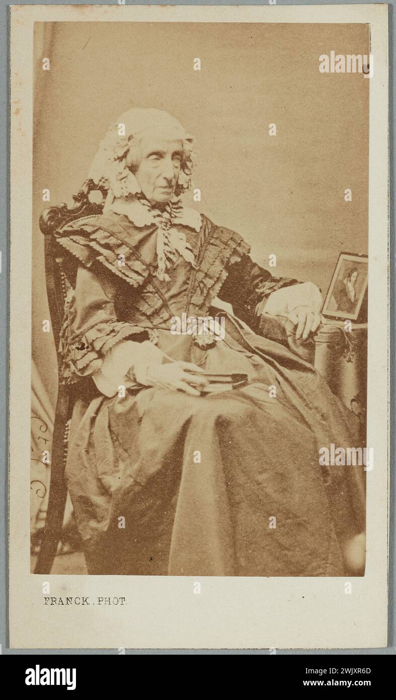 Franck (Francesco Gobinet de Villechole, dit) (n.1816-12-21-D.1906-01-16), famiglia di Orléans (Regina Maria Amelia) (nome comune). Stampa fotografica laminata su cartone (biglietto da visita). Museo della vita romantica. Foto Stock