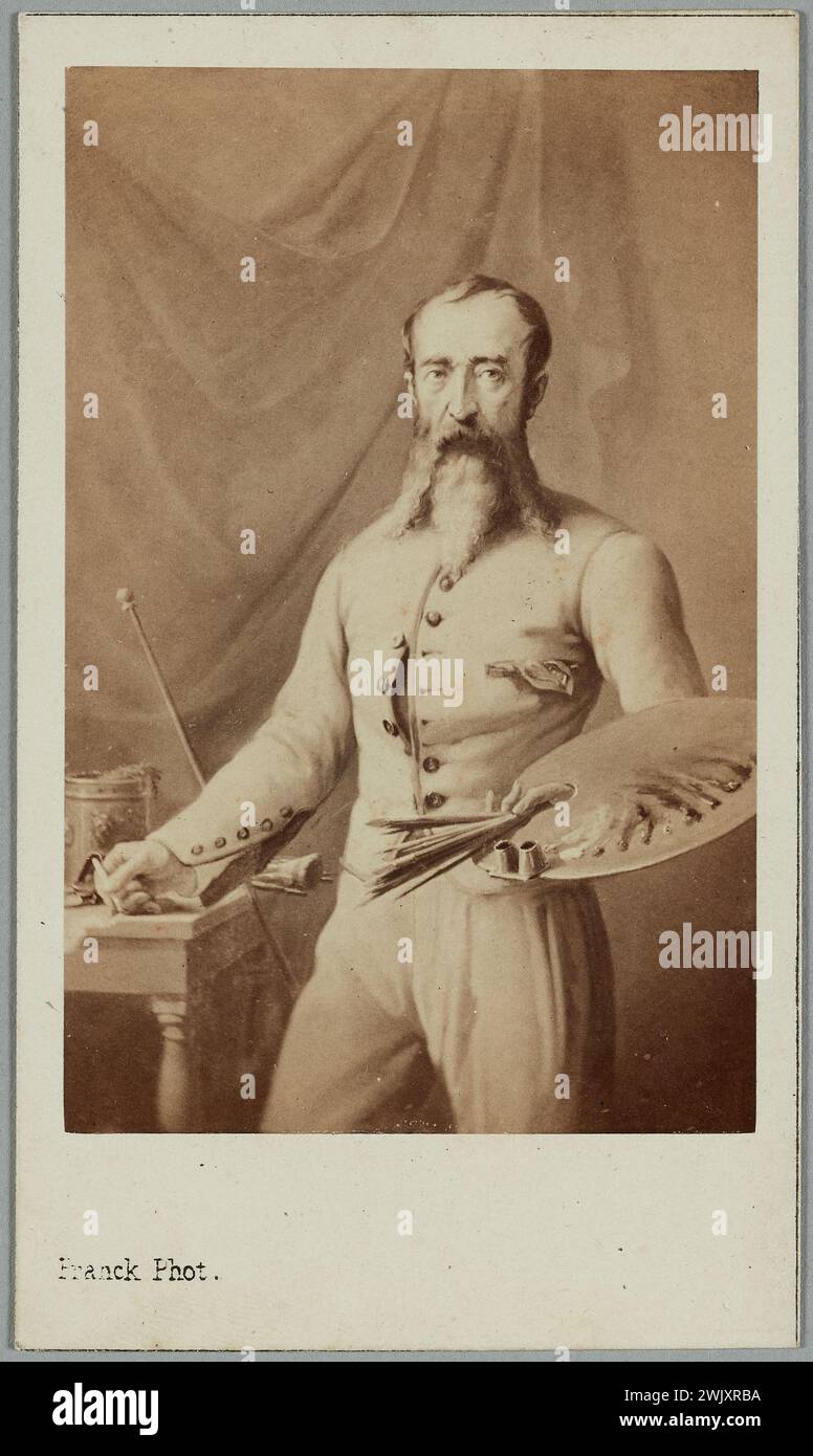 Franck (Francesco Gobinet de Villechole, dit) (n.1816-12-21-D.1906-01-16), Horace Vernet (nome utente). Stampa fotografica laminata su cartone (biglietto da visita). Museo della vita romantica. Foto Stock