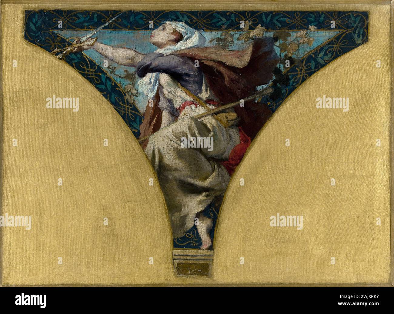 Francesco Emile Ehrmann (1833-1910). Lorraine. Schizzo per il municipio del municipio di Parigi. Olio su tela. 1891. Museo di Belle Arti della città di Parigi, Petit Palais. 72183-5 Allegoria, Epee, Sketch, Woman, Hotel de Ville Paris, olio su legno, Lorena, personificazione, regione francese, Fotes Salle Foto Stock