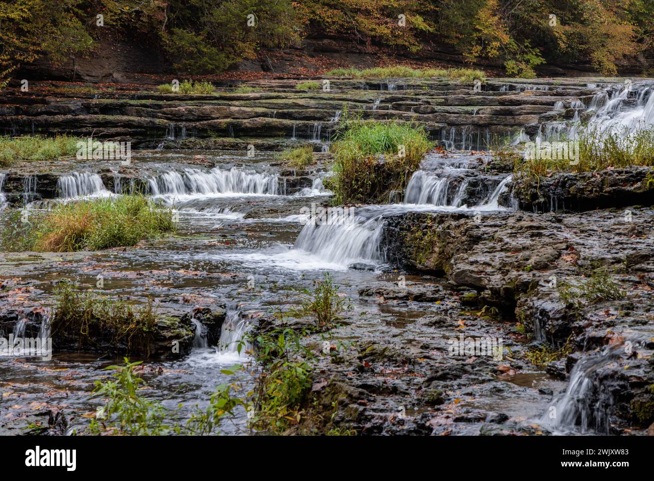 Cascate Falling Water nel Burgess Falls State Park vicino a Cookeville, Tennessee Foto Stock