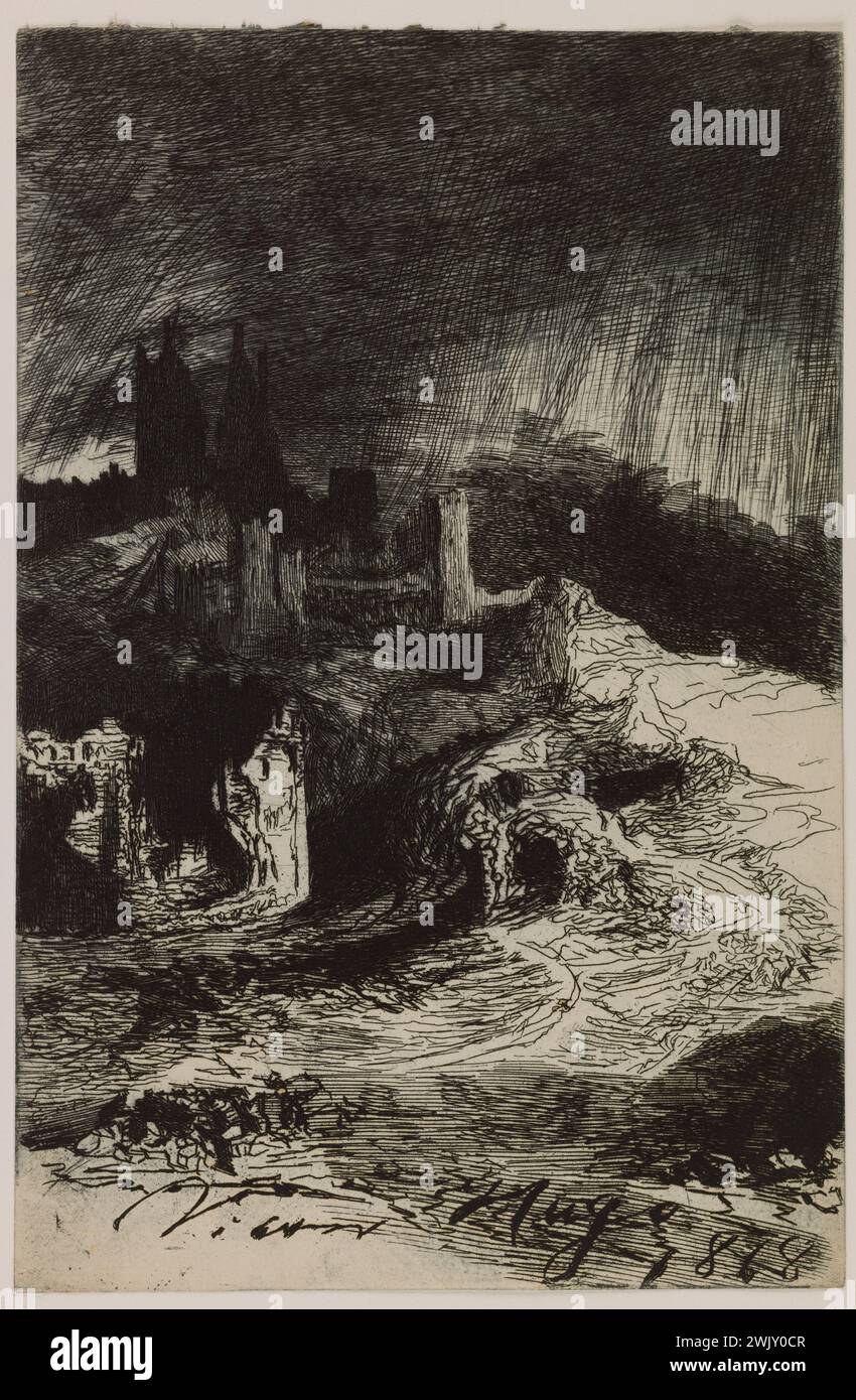 Charles-Jean-Louis Courtry (1846-1897) (secondo Victor Hugo). "L'Éclair". Incisione. 1868 Parigi, casa di Victor Hugo. 122591-24 Eat, XIX XIX XIX XIX XIX XIX secolo, incisione Foto Stock