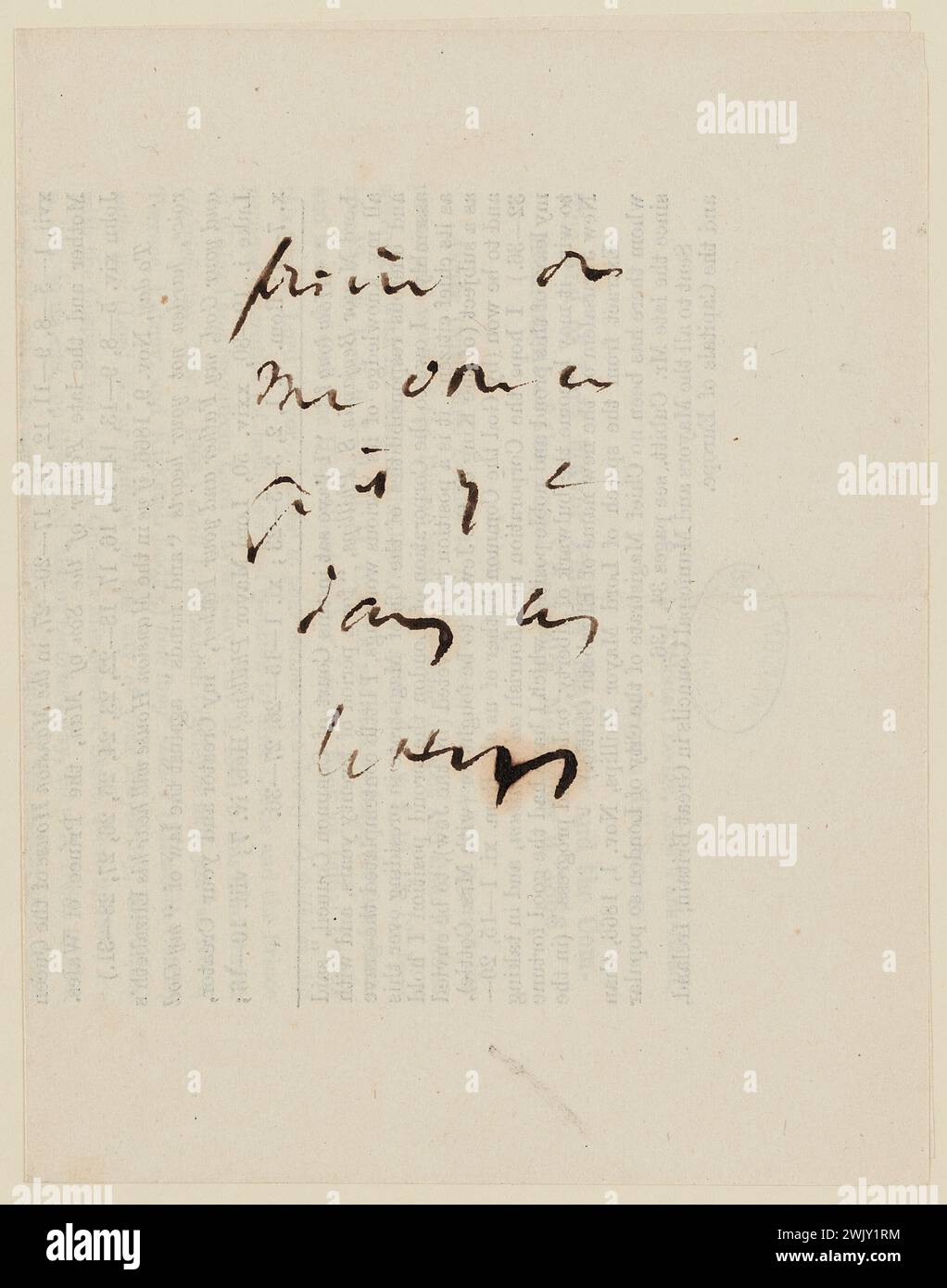 Hugo, Victor (n.1802-02-26-D.1885-05-22), nota scritta a mano per favore dimmi cosa c'è nelle lettere (titolo fittizio), 1866. Inchiostro su carta. Case di Victor Hugo Parigi - Guernsey. Foto Stock