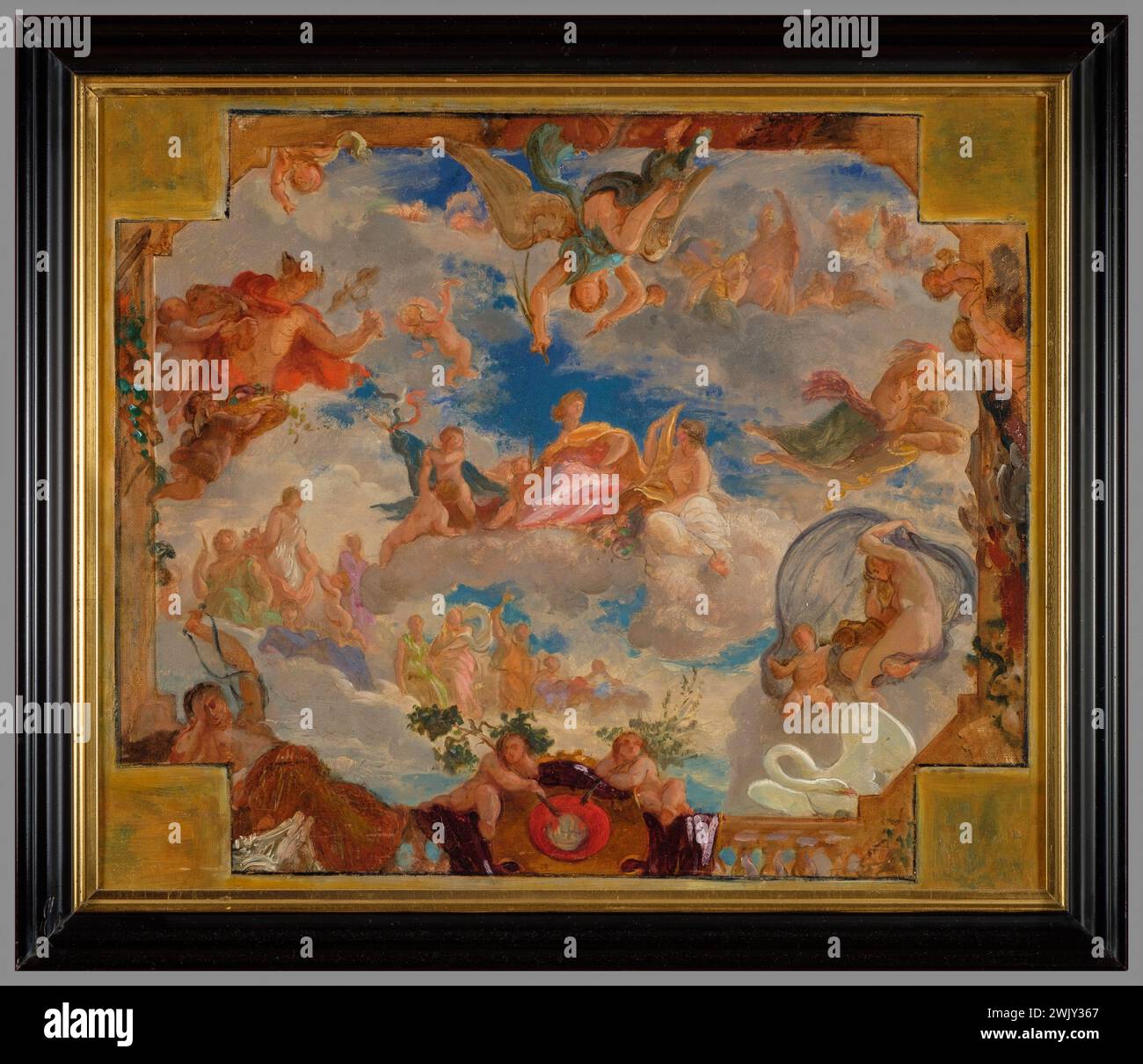 Riesener, Léon (n.1808-01-21-D.1878-05-25), schizzo per la sala prevalente del municipio di Parigi: Allegoria del 2 dicembre 1852 (titolo principale), 1852. Olio su un panno. Petit Palais, Museo di Belle Arti della città di Parigi. Foto Stock