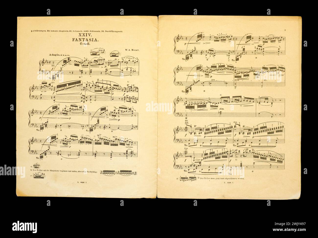 Spartiti "Fantasia in do minore" del compositore Wolfgang Amadeus Mozart. Foto Stock
