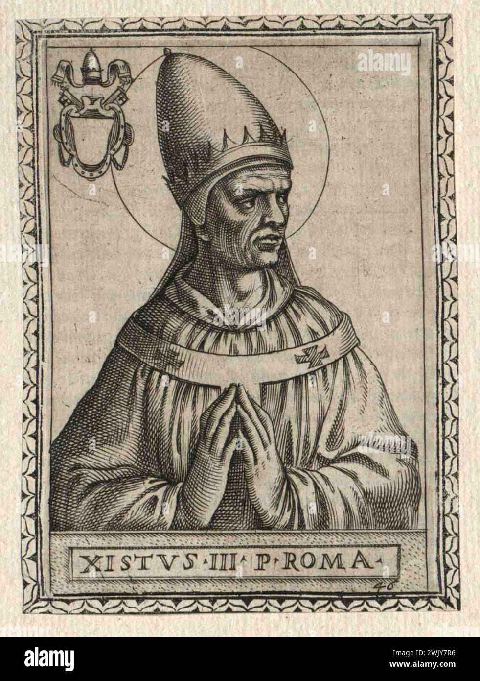 Un ritratto del XVII secolo di Papa Sisto III che fu pontefice da AD432 a AD340. Era il 44° papa. Foto Stock