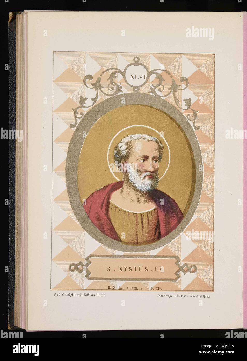 Un'incisione del 1879 di Papa Sisto III che fu pontefice dall'AD432 all'AD440. Era il 44° papa Foto Stock