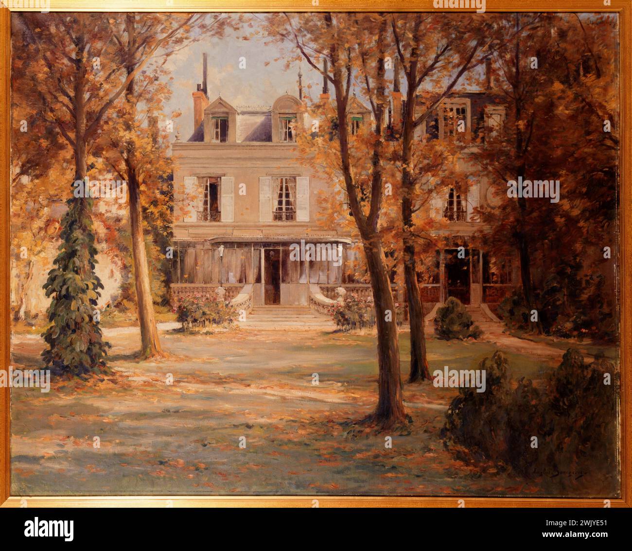 Eugène Bourgeois (1855-1909). La casa di Victor Hugo, avenue d'Eylau a Parigi. Olio su tela. Parigi, le case di Victor Hugo. 72177-1 Allee, avenue Eylau, scrittore francese, facciata, giardino, parco, olio su tela, casa Foto Stock