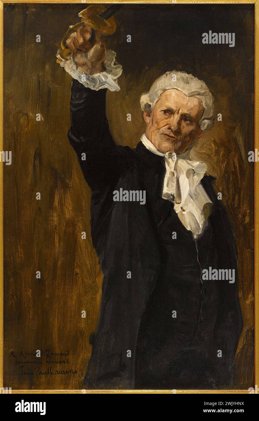 Jean-Paul Laurens (1838-1921). "Un consigliere parigino, bozzetto per la volta in acciaio, Hotel de Ville de Paris, lounge lobau". Olio su tela. 1890. Museo di Belle Arti della città di Parigi, Petit Palais. 76928-4 edile parigino, schizzo, magistrato, ritratto, olio su tela Foto Stock