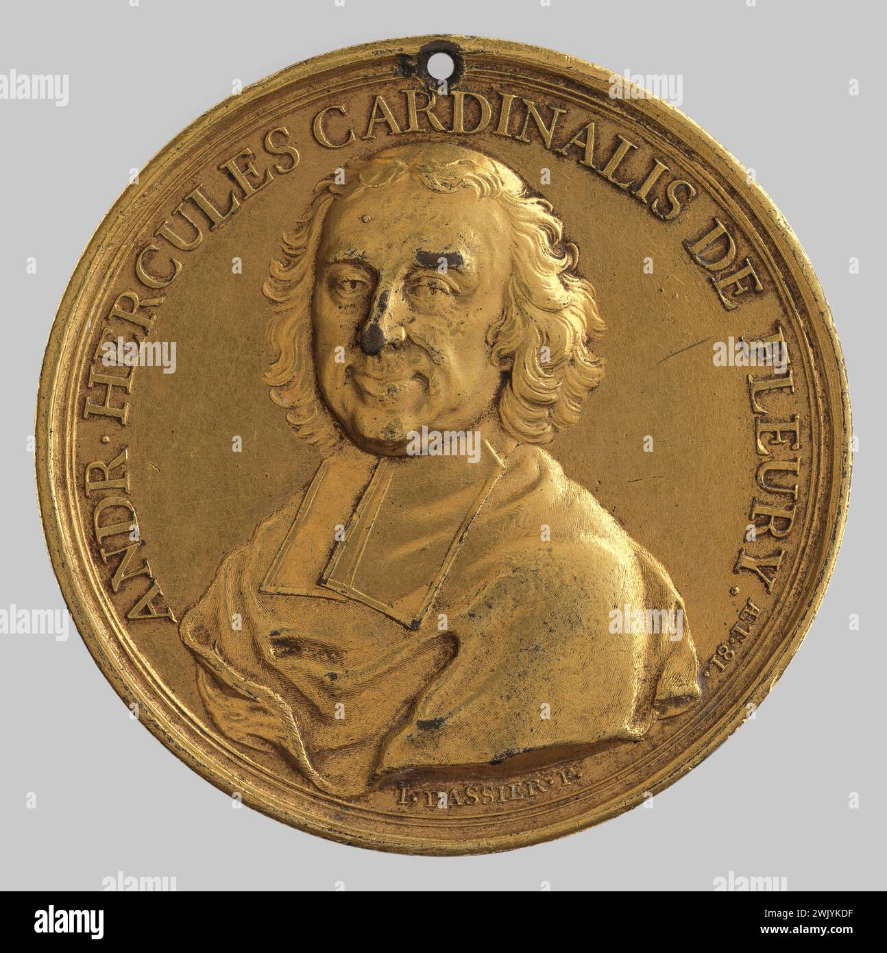 Dassier, Jean (n.1676-10-17-D.1763-11-12), Cardinal de Fleury (titolo principale), 1736. Lega di rame. Doratura. Petit Palais, Museo di Belle Arti della città di Parigi. Foto Stock