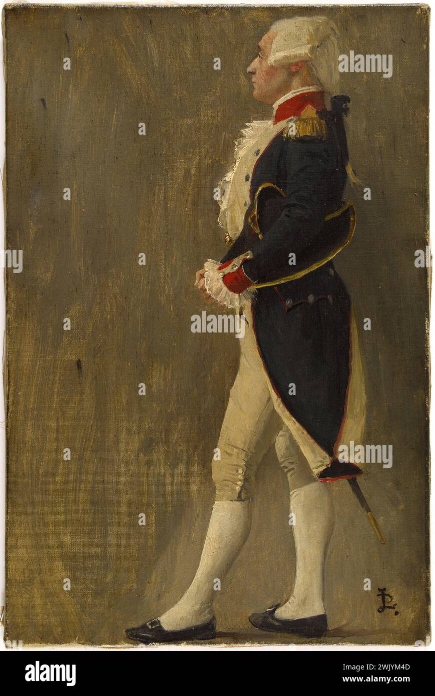 Jean-Paul Laurens (1838-1921). "La Fayette, schizzo per la volta d'acciaio, municipio di Parigi". Olio su tela. 1890. Museo di Belle Arti della città di Parigi, Petit Palais. 76928-2 Sketch, generale, politico francese, marchese, uniforme, olio su tela Foto Stock