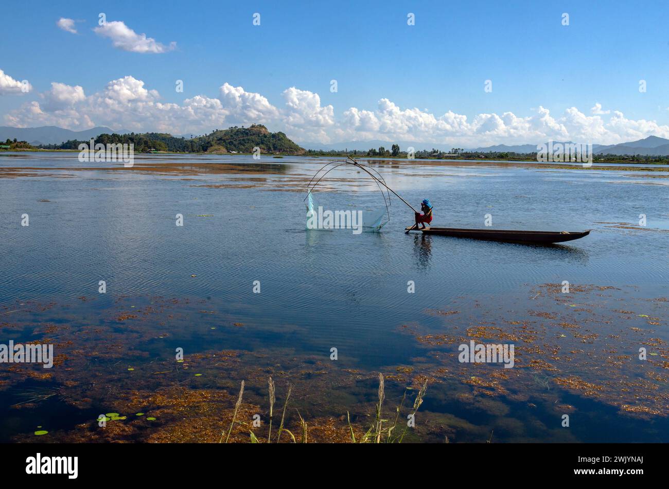 Lago Loktak e paesaggi a manipur, india Foto Stock