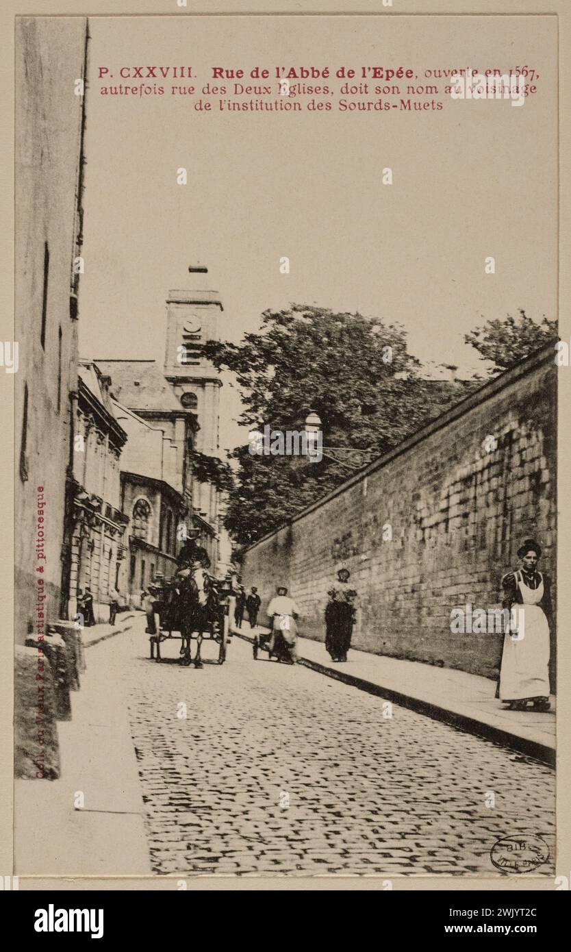 Anonimo, P. CXXVIII. Rue de l'Abbé de l'Epée, aperta nel 1567, / ex rue des Deux-Eglises, deve il suo nome nelle vicinanze / l'istituzione dei sordi (titolo registrato (lettera)). Processo fotomeccanico. Museo Carnavalet, storia di Parigi. Foto Stock