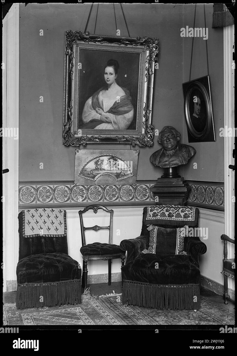 Salon du Collège de France (appartamento Ernest Renan), 1892 (nome comune). Lastra fotografica in vetro. Museo della vita romantica. Foto Stock