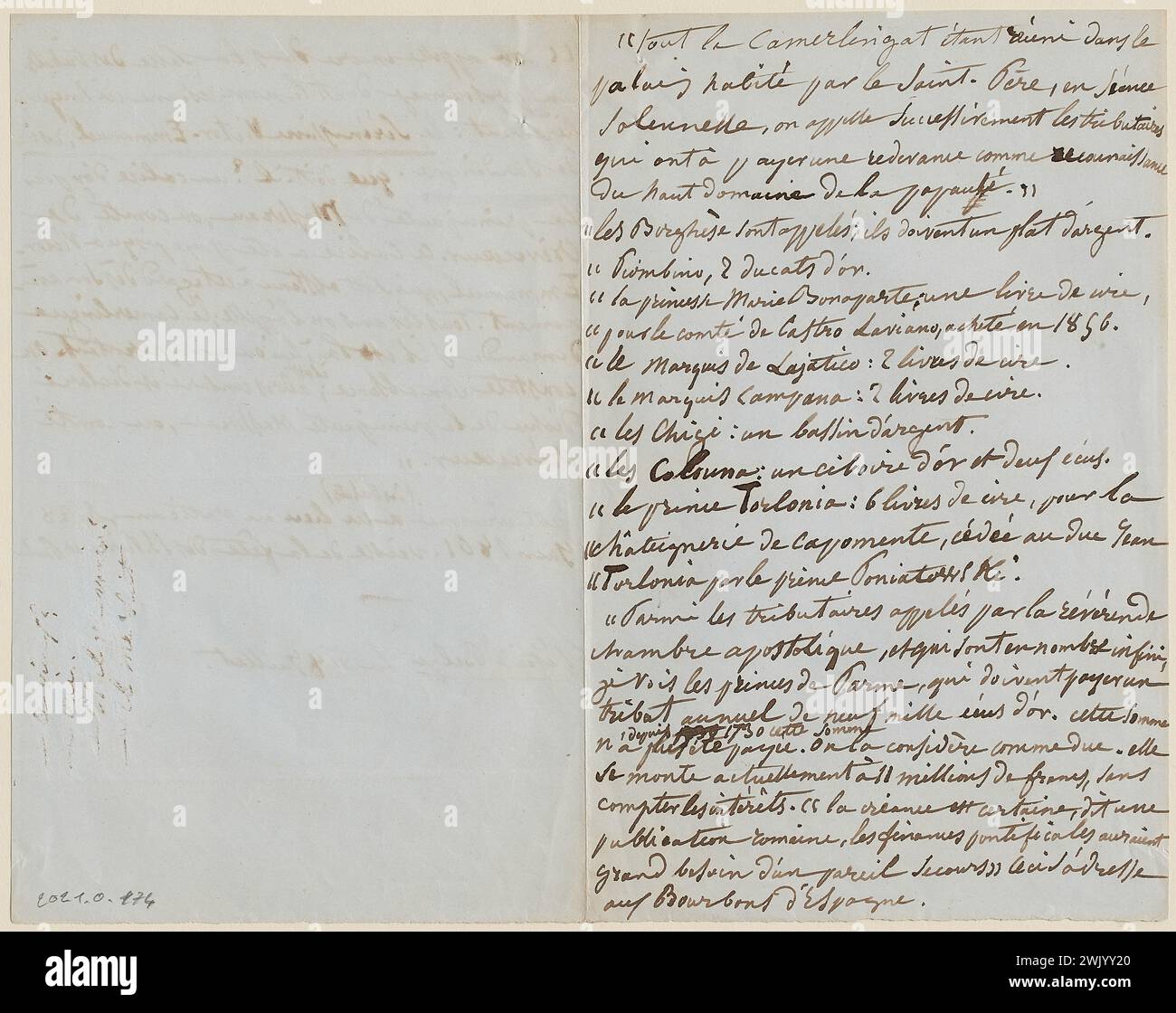 Drouet, Juliette (Julienne Gauvain, dit) (n.1806-04-10-D.1883-05-11), copia manoscritta di un articolo sul giornale "l'Etoile Belgé", 8 luglio 1861 (titolo fittizio), 1861-05. Inchiostro su carta. Case di Victor Hugo Parigi - Guernsey. Foto Stock