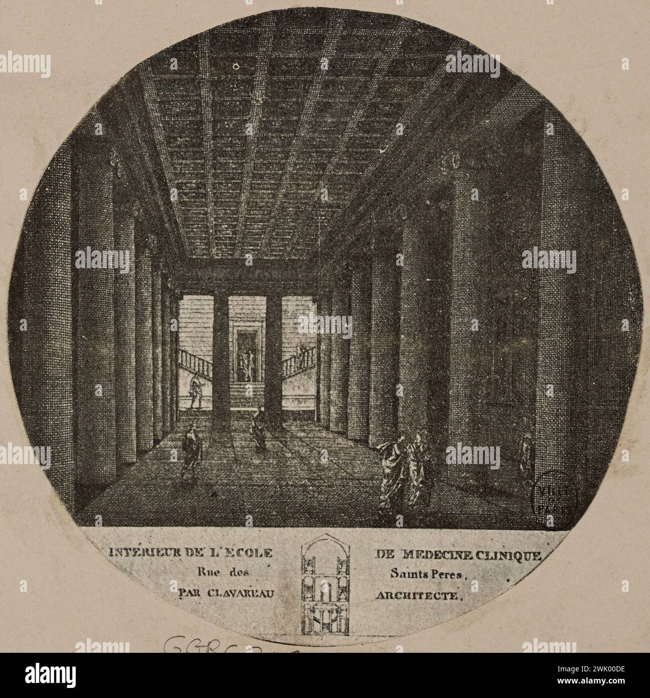 Anonimo, interno della scuola di medicina clinica / rue des Saints-Pères / dall'architetto Clavareau (titolo registrato (lettera))). Processo fotomeccanico. Museo Carnavalet, storia di Parigi. Foto Stock