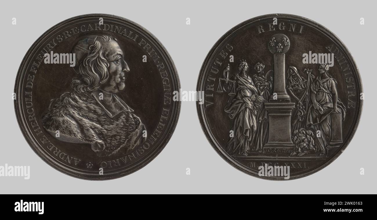 Roettiers, Joseph Charles (N.1691-04-13-D.1779-03-14), Ministero del Cardinale de Fleury, 1731 (titolo principale), 1731. Lega con basso punto di fusione. Patina marrone. Petit Palais, Museo di Belle Arti della città di Parigi. Foto Stock