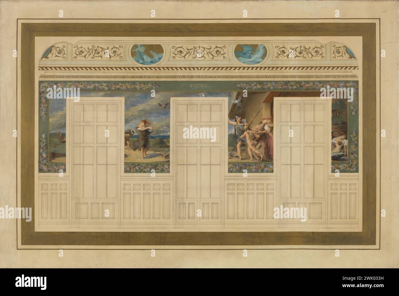 Michel-Lanc, Edouard (n.1854-10-20-D.1931), schizzo per la sala matrimoni del municipio di Saint-Maur-des-Fossés: Patria (titolo principale), 1883. Olio e inchiostro nero sul panno. Petit Palais, Museo di Belle Arti della città di Parigi. Foto Stock