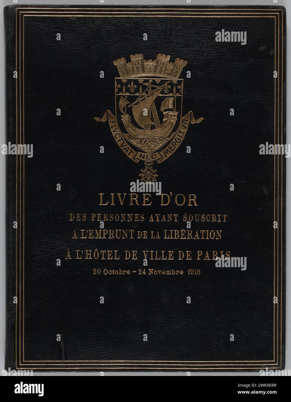 Libro d'oro delle persone che hanno sottoscritto il prestito della Liberazione all'Hôtel de Ville de Paris, 20 ottobre - 24 ottobre 1918, 1918. Museo Carnavalet, Histoire de Paris. Foto Stock