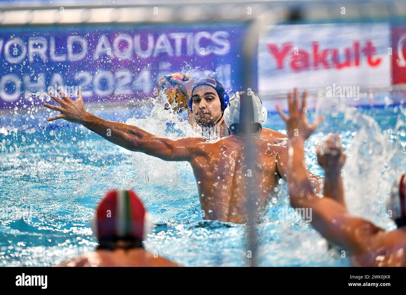 Doha, Qatar. 17 febbraio 2024. La finale di pallanuoto maschile tra Croazia e Italia ai Campionati mondiali di acquatica di Doha 2024 all'Aspire Dome il 15 febbraio 2024 a Doha, Qatar. Foto: David Damnjanovic/PIXSELL credito: Pixsell/Alamy Live News Foto Stock