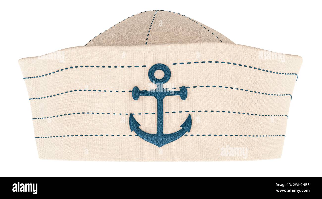 Navy sailor hat con ancoraggio, 3D rendering isolati su sfondo bianco Foto Stock