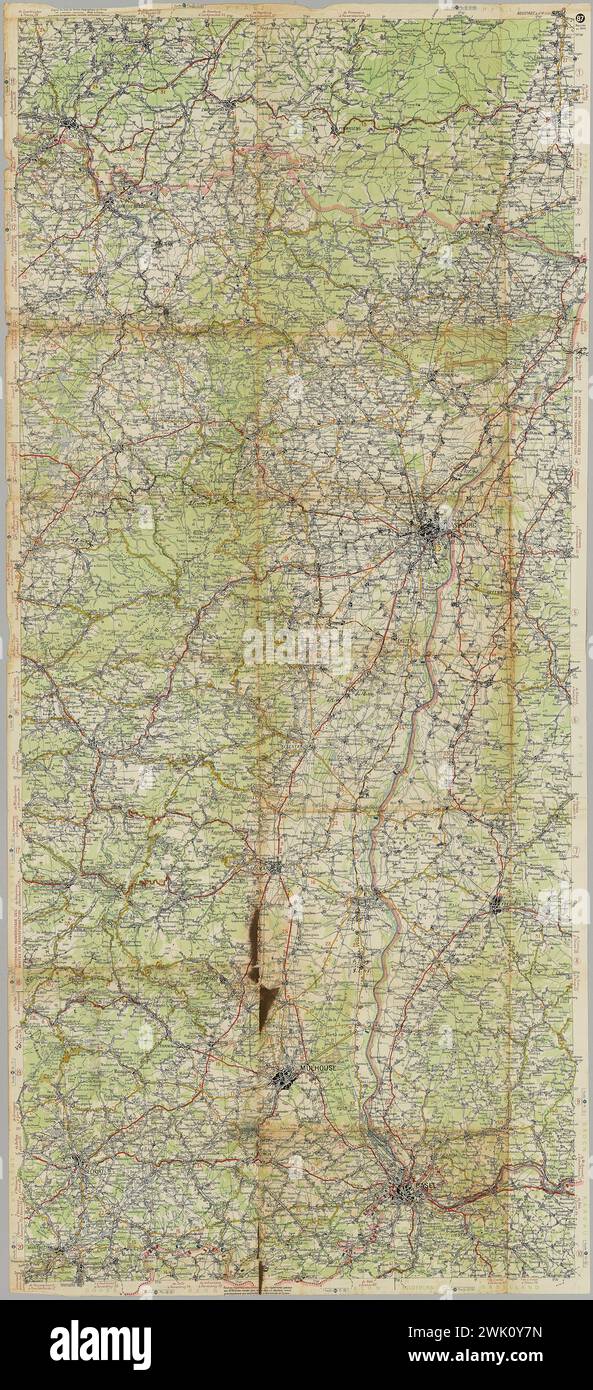 Michelin Strasbourg-Colmar-Mulhouse-Basel n° 87 (denominazione registrata (lettera)), 1940. Carta stampata. Museo della Liberazione di Parigi - Museo generale Leclerc - Museo Jean Moulin. Foto Stock