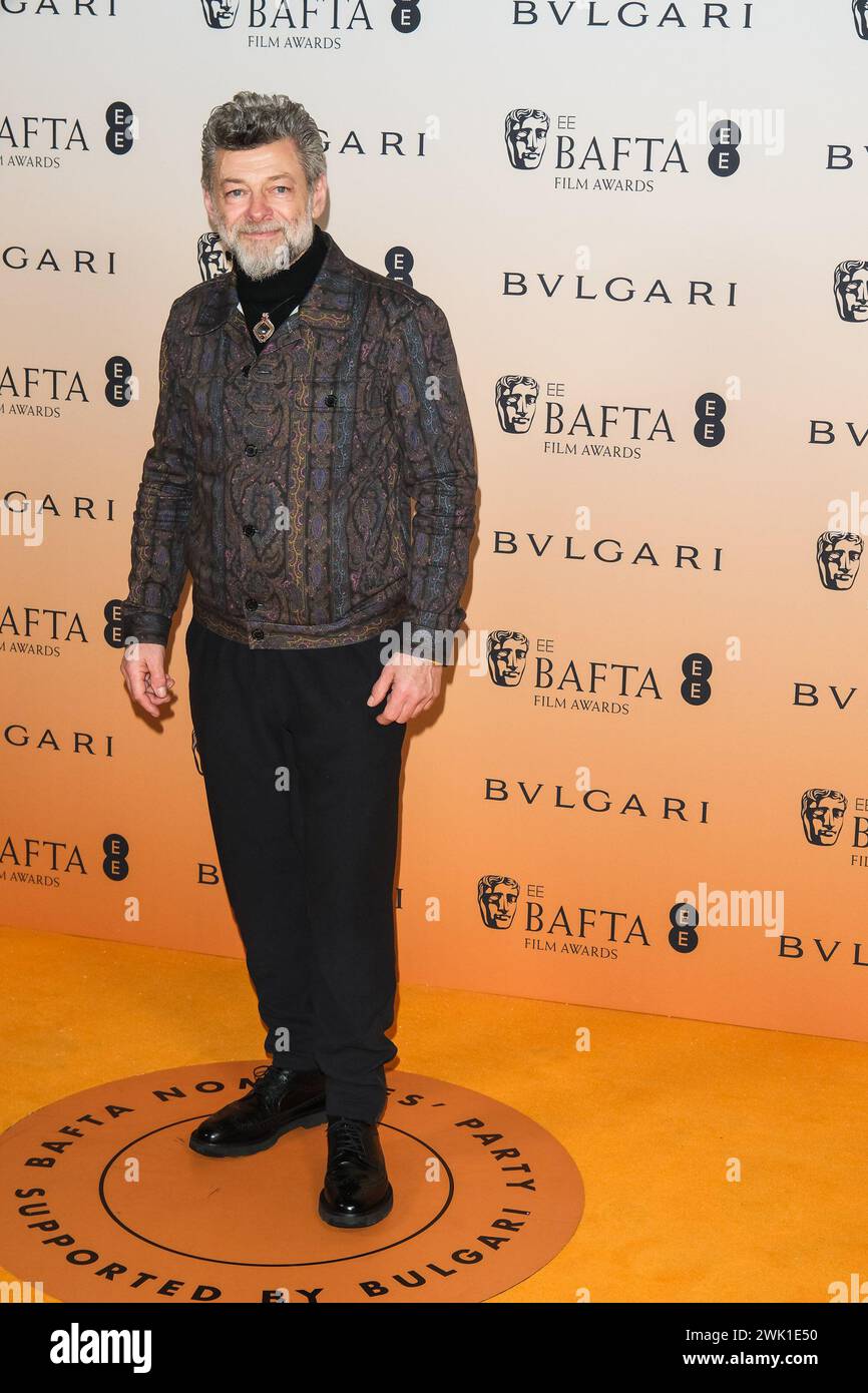 National Gallery, Londra, Regno Unito. 17 febbraio 2024. Andy Serkis arriva al Partito dei candidati EE BAFTA 2024 sostenuto da BULGARI. Foto di Julie Edwards./Alamy Live News Foto Stock