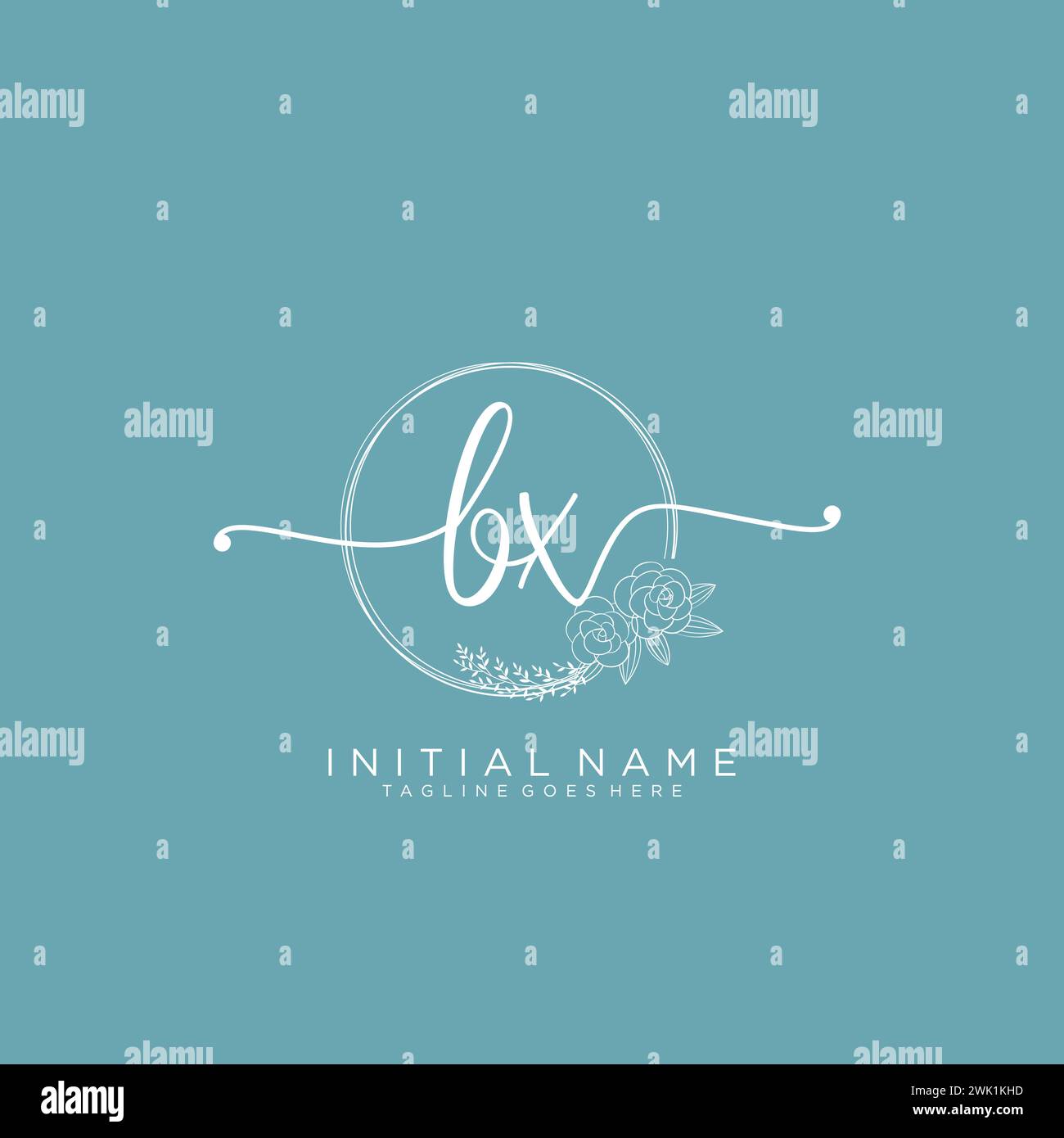 Logo BX iniziale calligrafia con cerchio Illustrazione Vettoriale