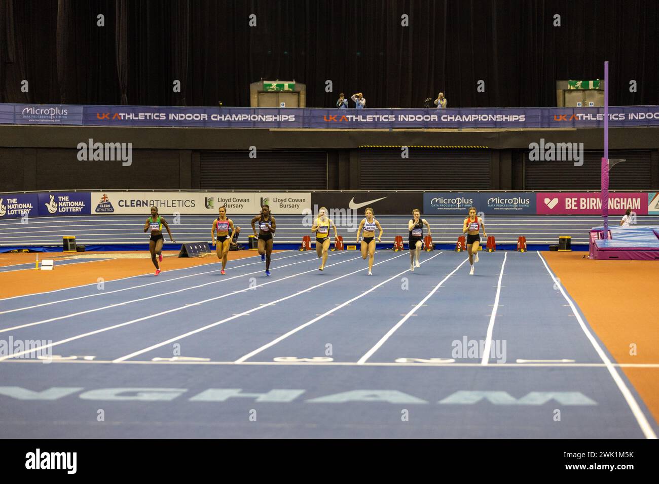 Birmingham, 17 febbraio 2024, 60m Women Heats at the Utility Arena Birmingham, credito: Aaron Badkin/Alamy Live News Foto Stock