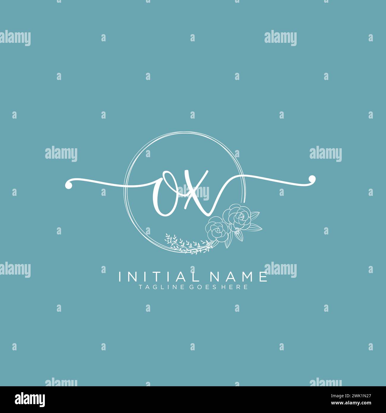 Logo iniziale OX con cerchio Illustrazione Vettoriale