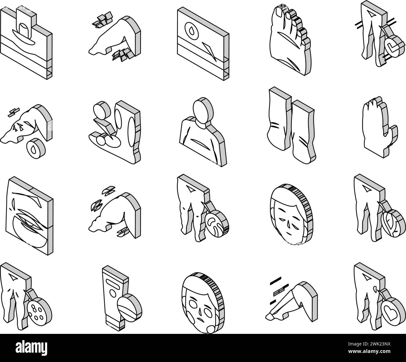 Edema Disease Symptom Collection le icone isometriche impostano il vettore Illustrazione Vettoriale