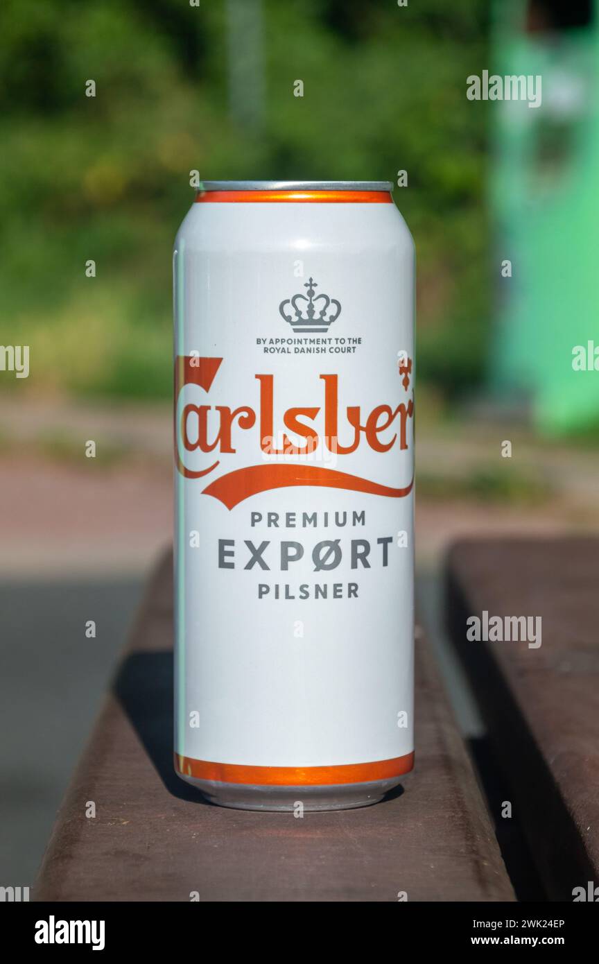 Hannover, Germania - 30 luglio 2023: CAN di carlsberg Premium export pilsner. Foto Stock
