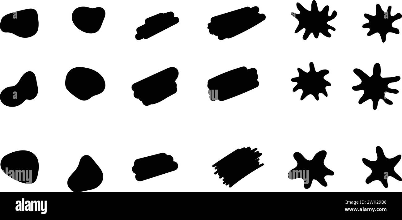 Elementi liquidi, forme plastiche a colori misti, schizzi di vernice, forme organiche Illustrazione Vettoriale