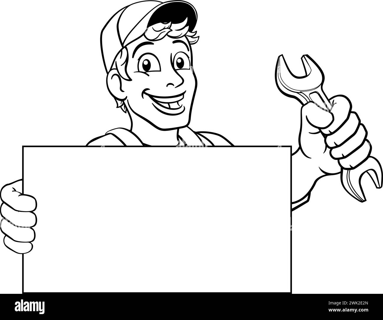 Chiave a bussola Cartoon per idraulico meccanico Handyman Illustrazione Vettoriale