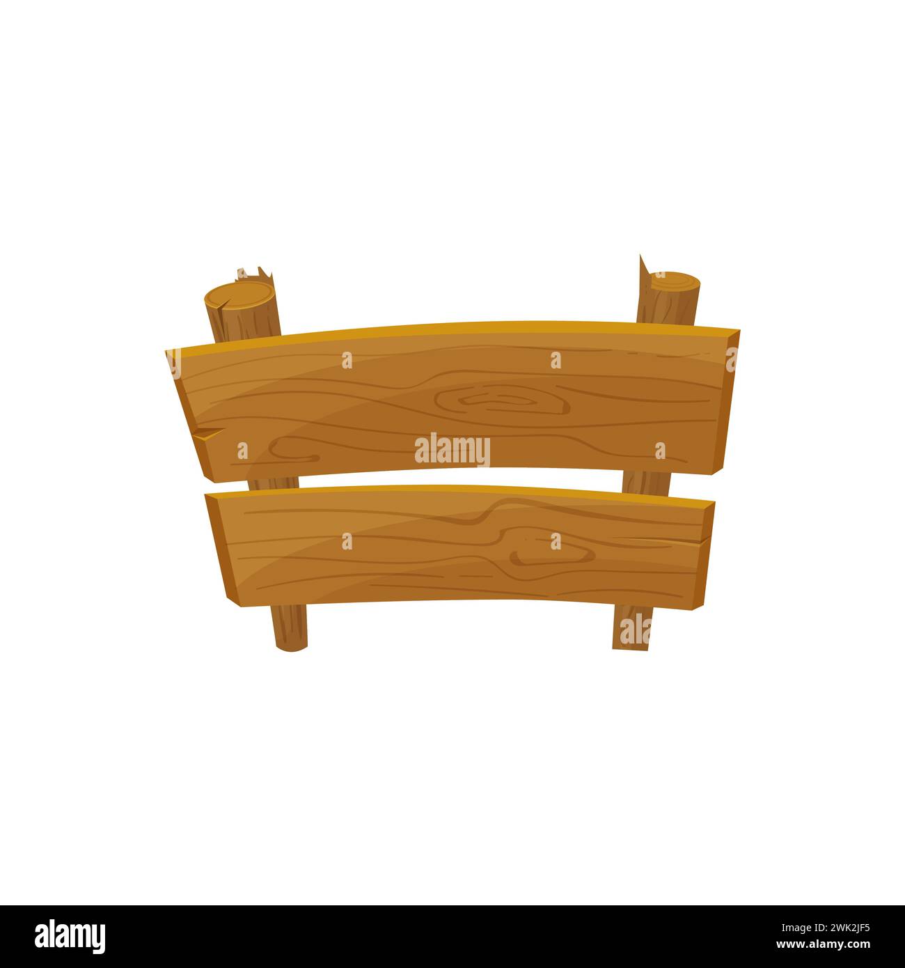 Recinzione in legno da assi orizzontali su bastoni, illustrazione di un vettore di recinzione rustica retrò Illustrazione Vettoriale