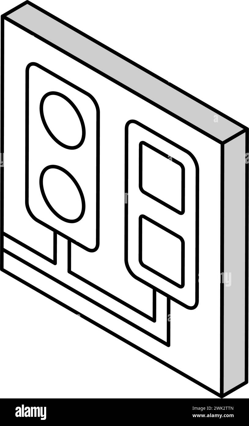 illustrazione vettoriale dell'icona isometrica dell'installazione dell'uscita dell'antenna e della presa Illustrazione Vettoriale