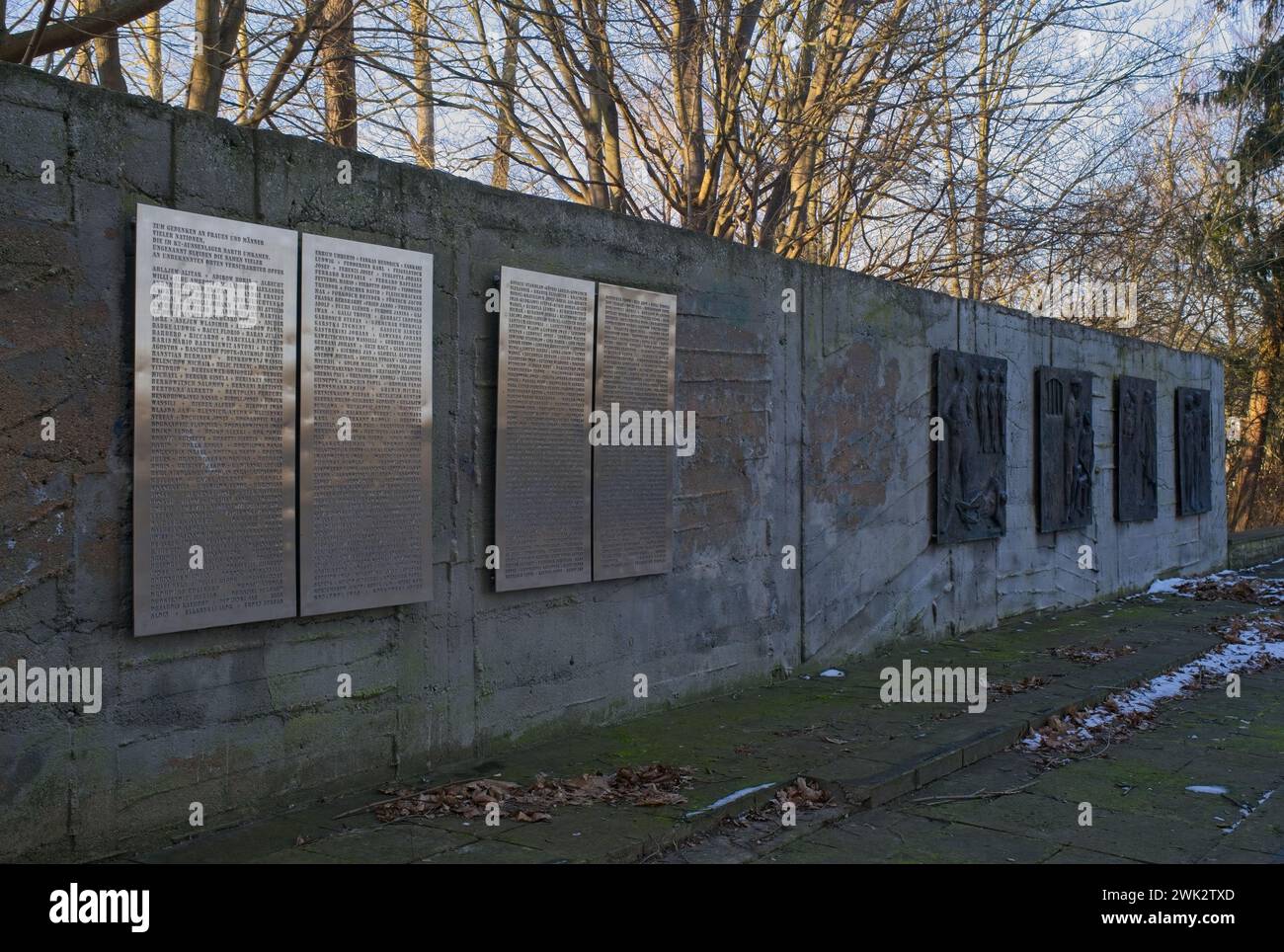 Barth, Germania - 11 gennaio 2024: Il campo di concentramento di Barth era un sottocampo del campo di concentramento di Ravensbruck durante la seconda guerra mondiale. Un totale di 7.000 persone erano imp Foto Stock