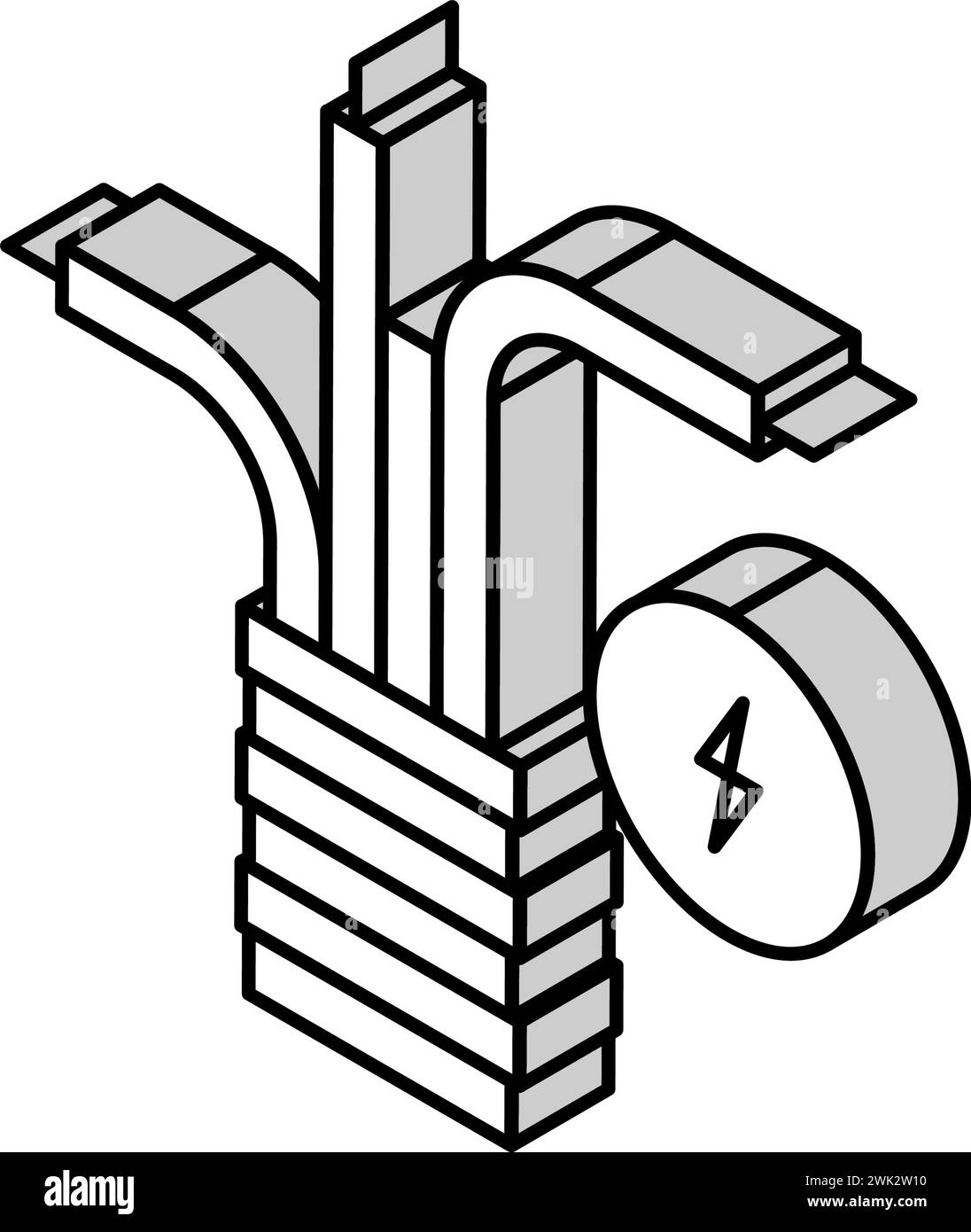 illustrazione vettoriale dell'icona isometrica del cavo elettrico Illustrazione Vettoriale