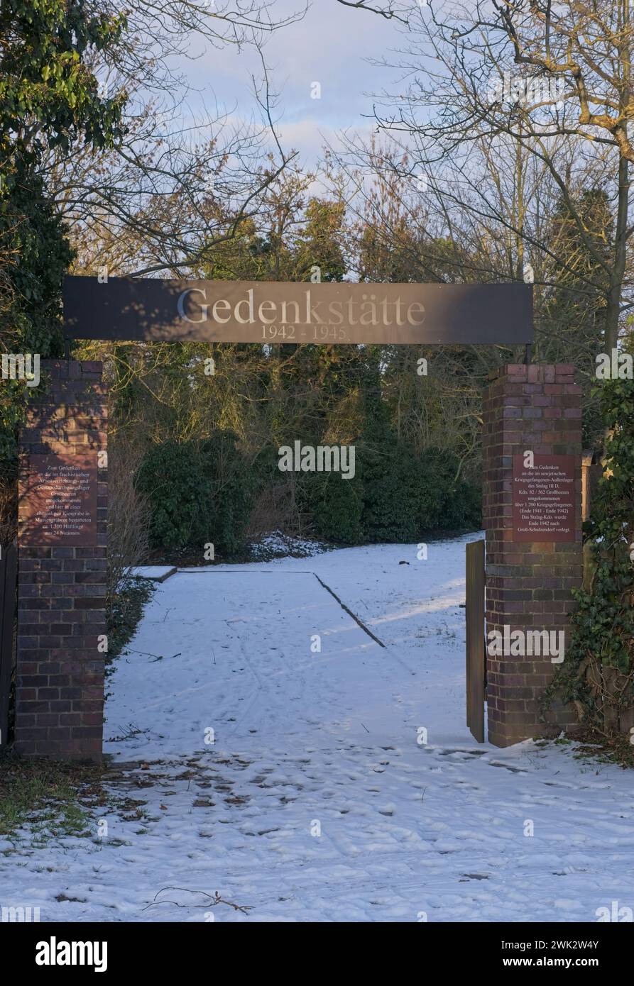 Grossbeeren, Germania - 20 gennaio 2024: Questo memoriale commemora il campo di lavoro forzato Grossbeeren istituito dalla Gestapo e dalle sue vittime durante il secondo Foto Stock
