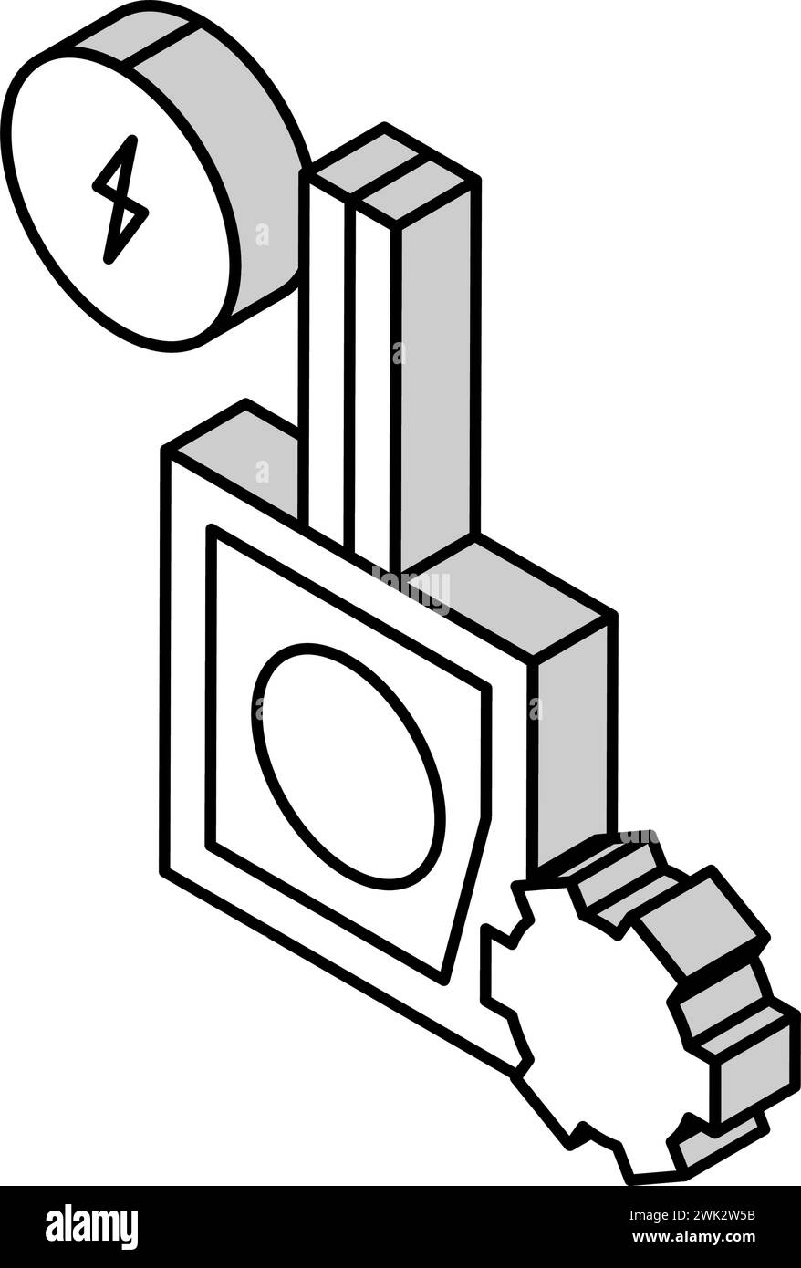 illustrazione vettoriale dell'icona isometrica di installazione della presa Illustrazione Vettoriale